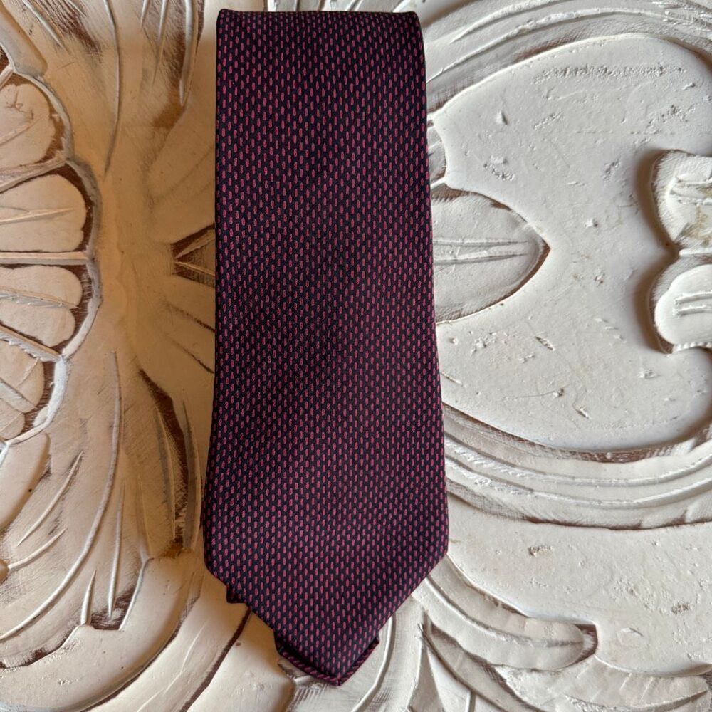 Lanvin navy and red silk men’s neck tie